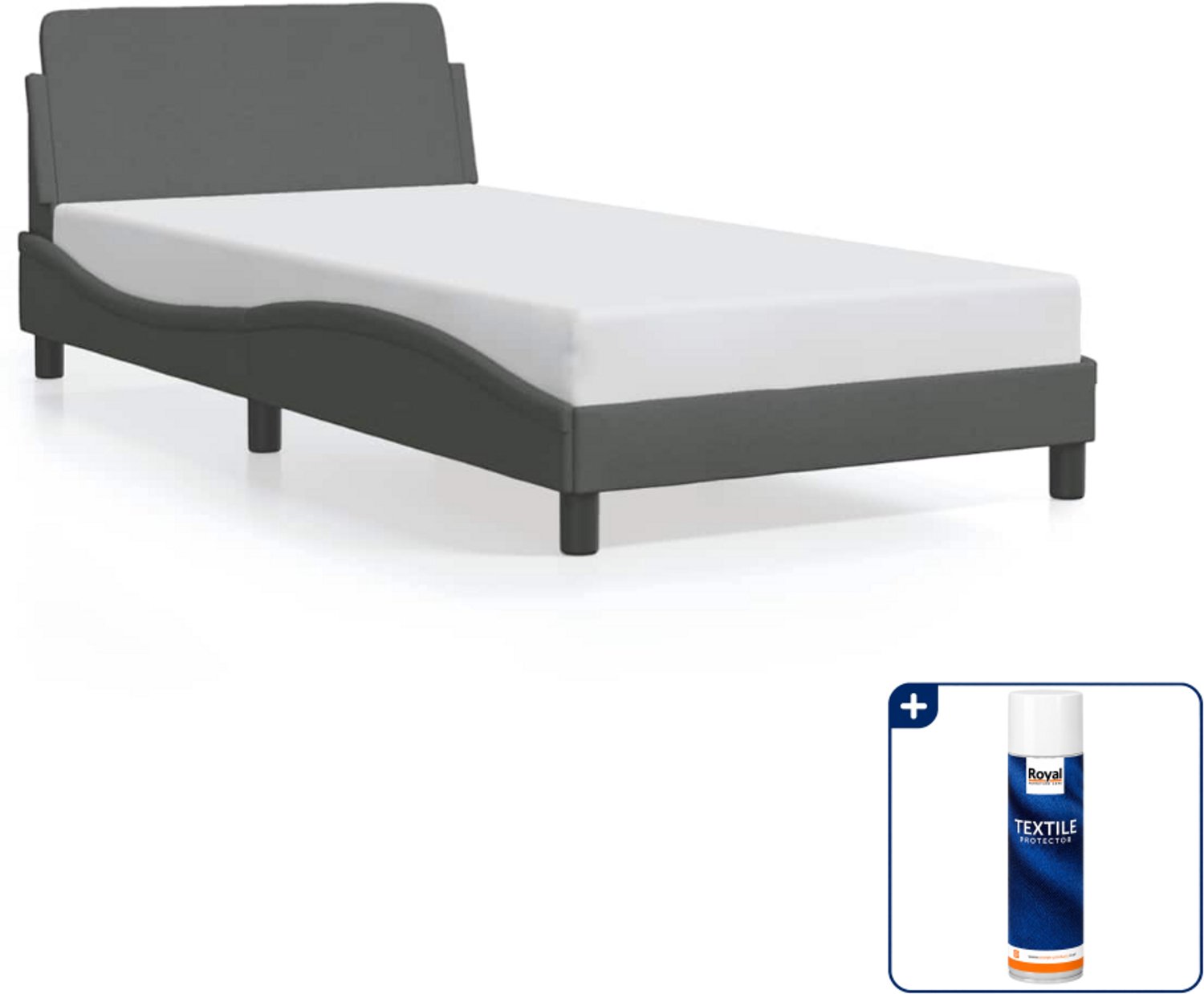 vidaXL bedframe Dover - 100 x 203 cm - stof - donkergrijs - Inclusief textielbeschermer 500 ml