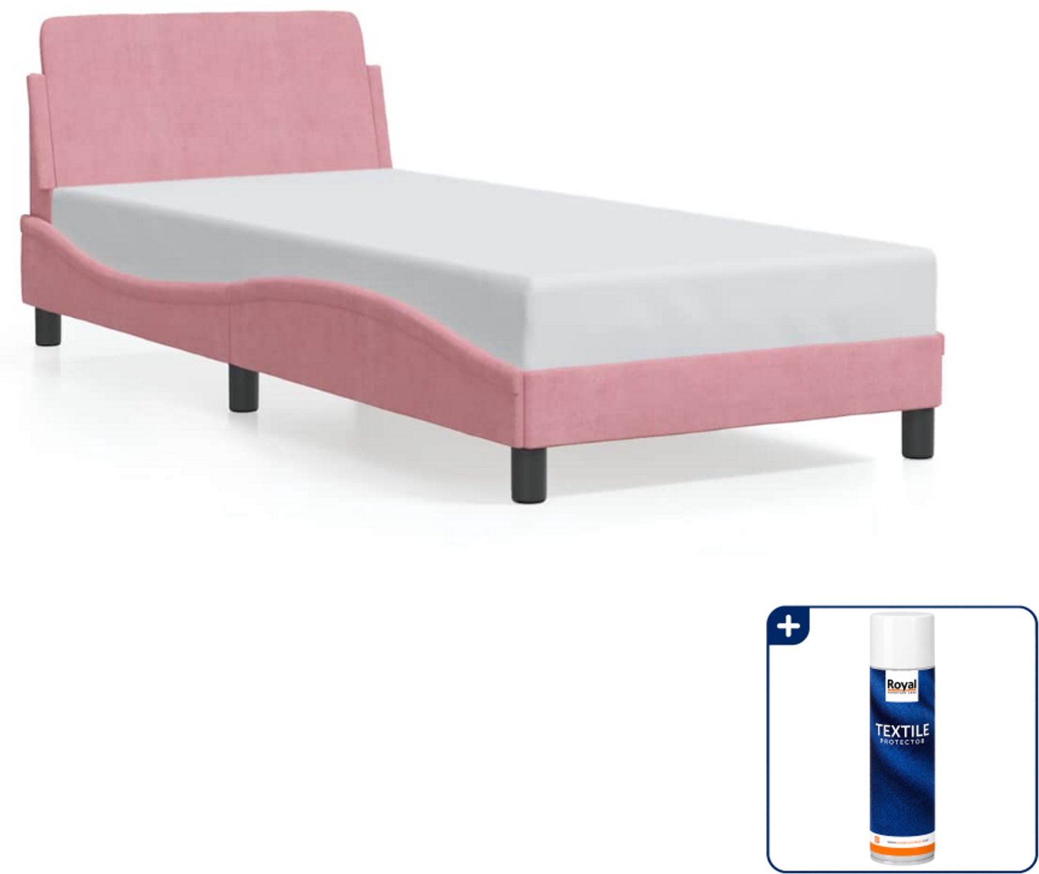 vidaXL bedframe Dover 90 x 200 cm - fluweel - roze - Inclusief textielbeschermer 500 ml