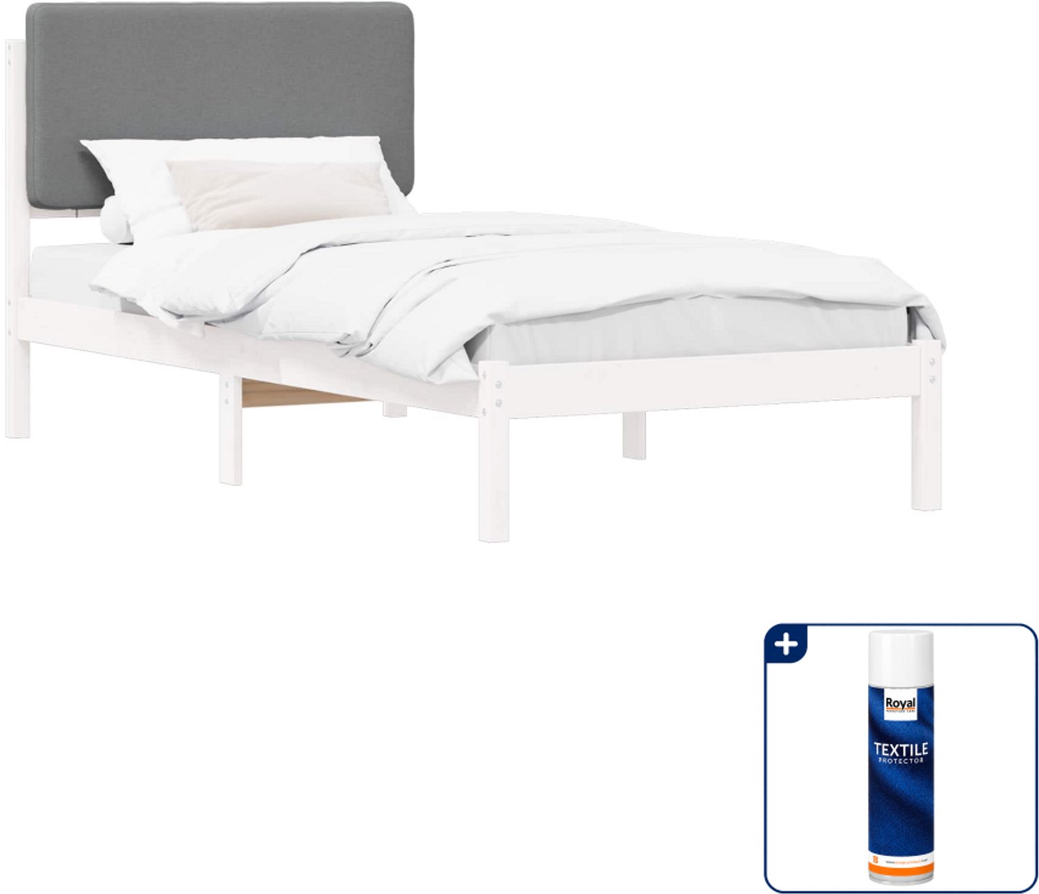 vidaXL bedframe - 80 x 200 cm - lichtgrijs - Inclusief textielbeschermer 500 ml