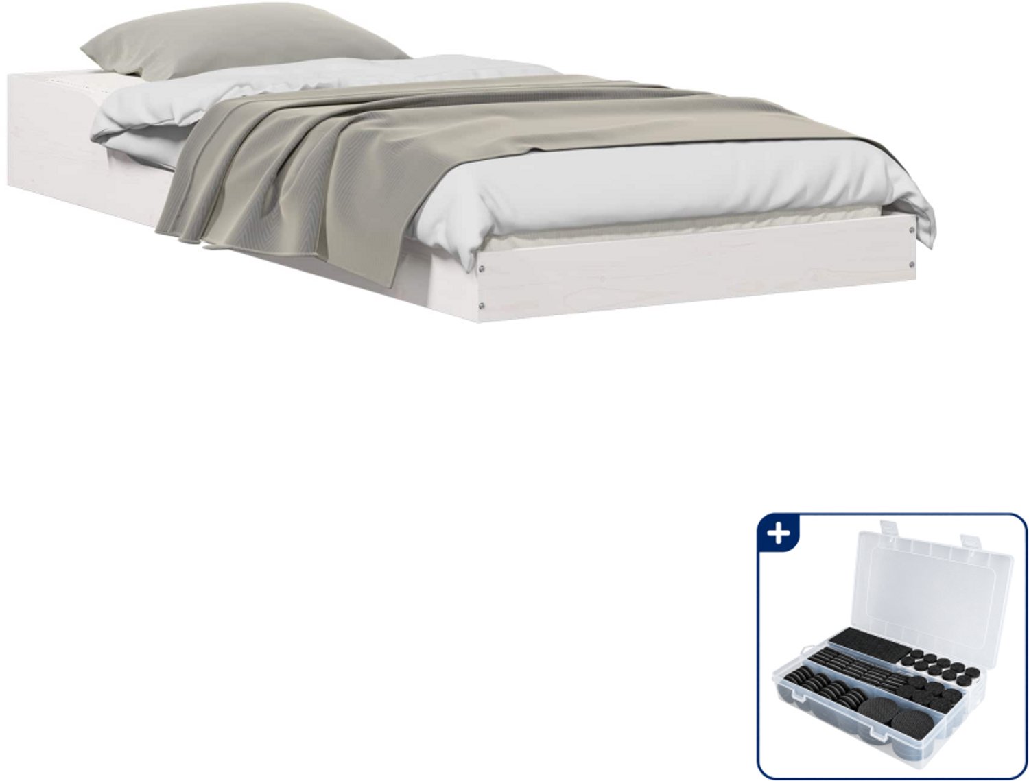 vidaXL bedframe - 80 x 200 cm - massief grenenhout - wit - Inclusief antikrasvilt 177-delig