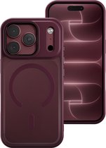 Hoesje Geschikt voor iPhone 18 Pro - Bordeaux - Burgundy - Geschikt voor MagSafe - Slank, Sterk en Shock proof