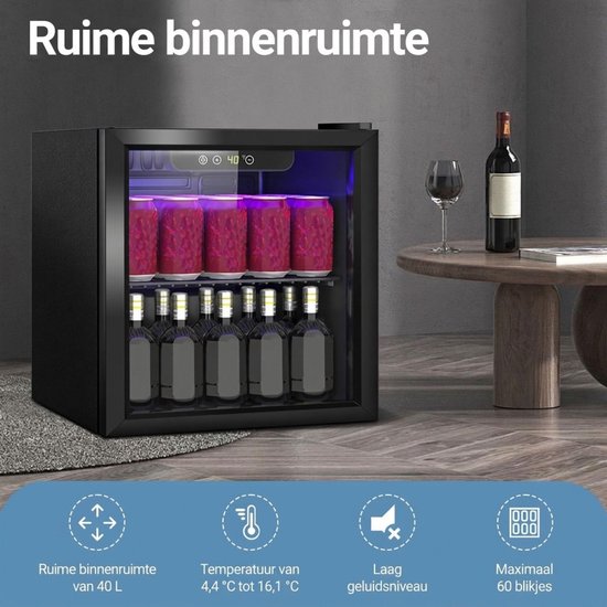 Minibar - Mini Koelkast Glazen Deur - Drankenkoelkast - Flessenkoelkast - [AMOUNT IN LITERS] - Zwart — afbeelding 2
