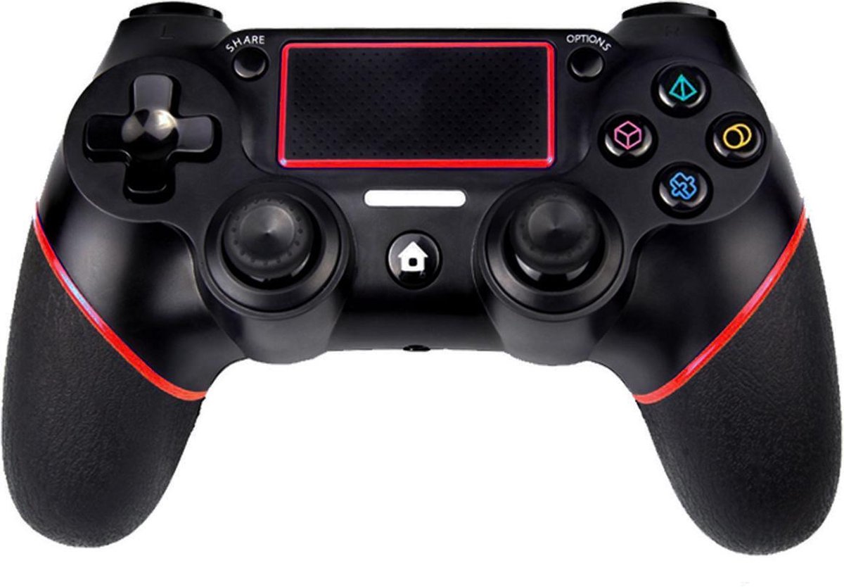 QY Game Controller - Bluetooth Wireless Doubleshock 4 Controller - geschikt voor PS4 - zwart/rood