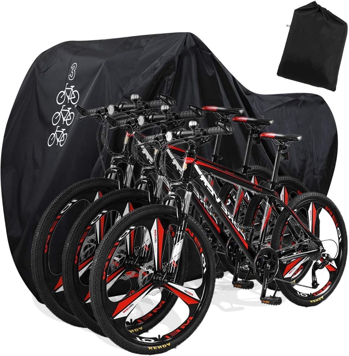 Fietshoes Voor 3 Fietsen - Waterdichte Robuuste Fietshoes - Fietshoes Voor Buiten Met Opbergtas - UV-Bestendig Winddicht Stofdicht