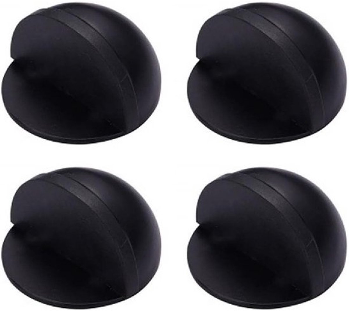 4 stuks - Ovale vloergemonteerde deurstoppers - Roestvrij staal - Zwart