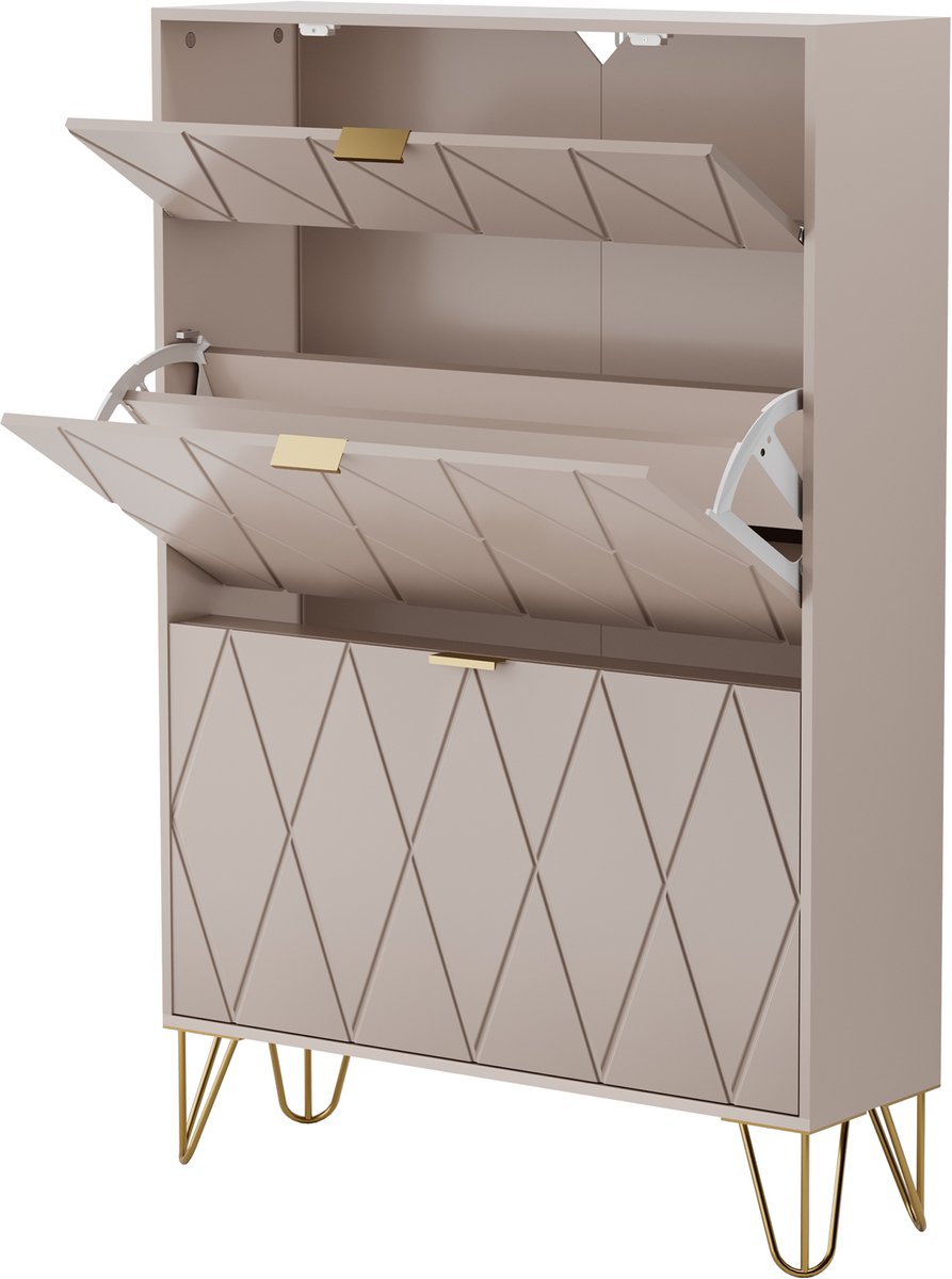 UEV schoenenkast met 2 deuren, 80 x 24 x 120 cm, voor 16 paar schoenen (Moka)