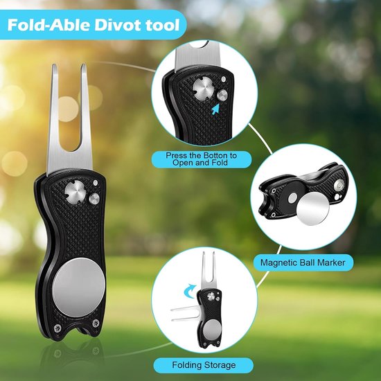 Golf Reinigingsgereedschapsset, Multifunctionele Golfaccessoires, Golfclub, Borstel, Groefreiniger met Golfdoek, Karabijnhaak, Groefslijper voor Racketoppervlakken, Groeven voor Mannen van GOLF — afbeelding 4