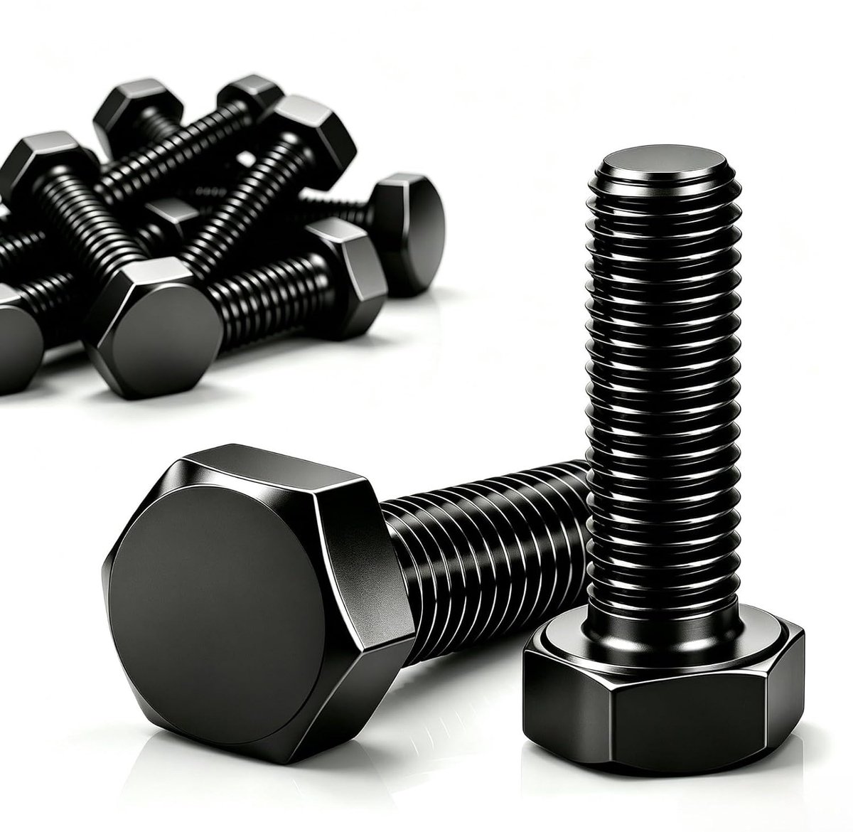 M10 x 50 mm zeskantschroeven, zwart, DIN 933 (12 stuks)