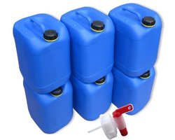 Set van 6 canisters - 20 liter - Blauw met tap