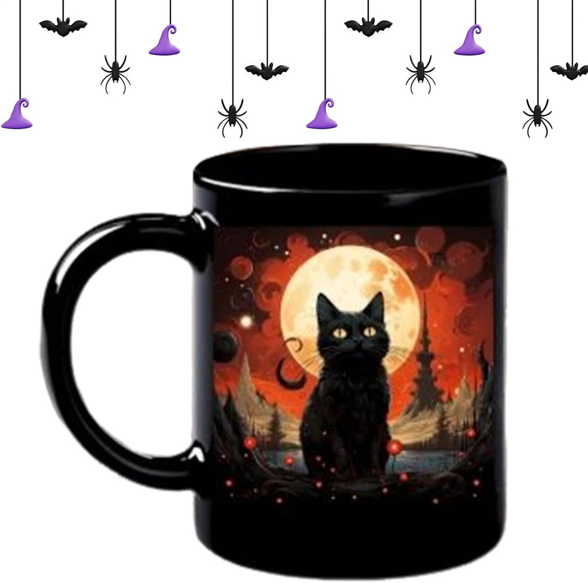 Générique met zwarte kat, keramiek, vaatwasmachinebestendig