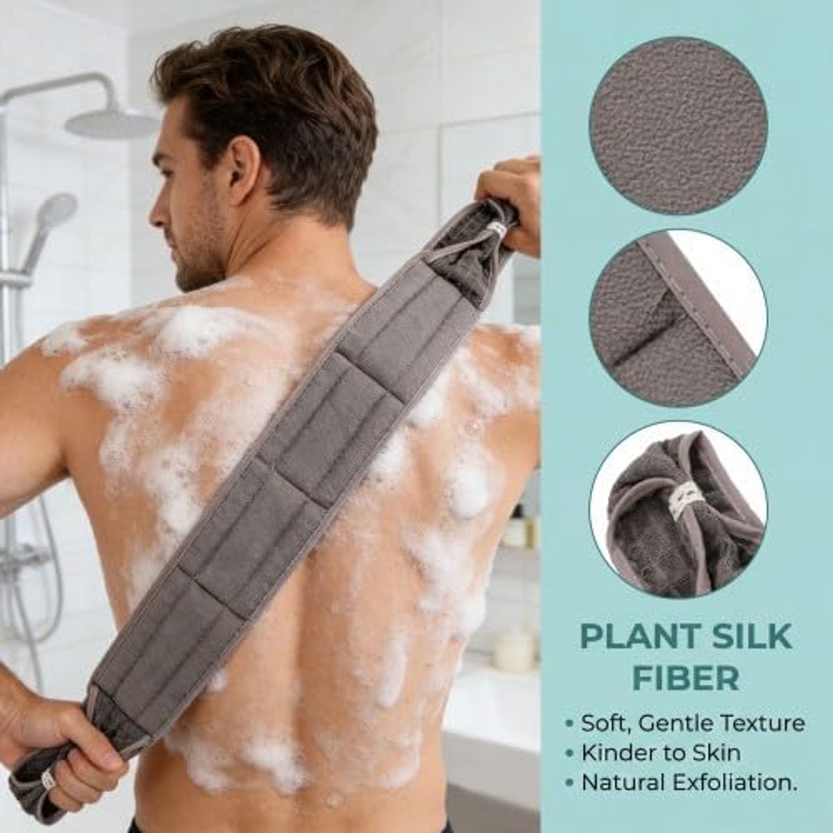 Peeling, rugreiniger, peelinghanddoek, peelings, rugrubber voor douche, rugrubber, lichaamscrubber, lichaamsspeeling, rugwashulp
