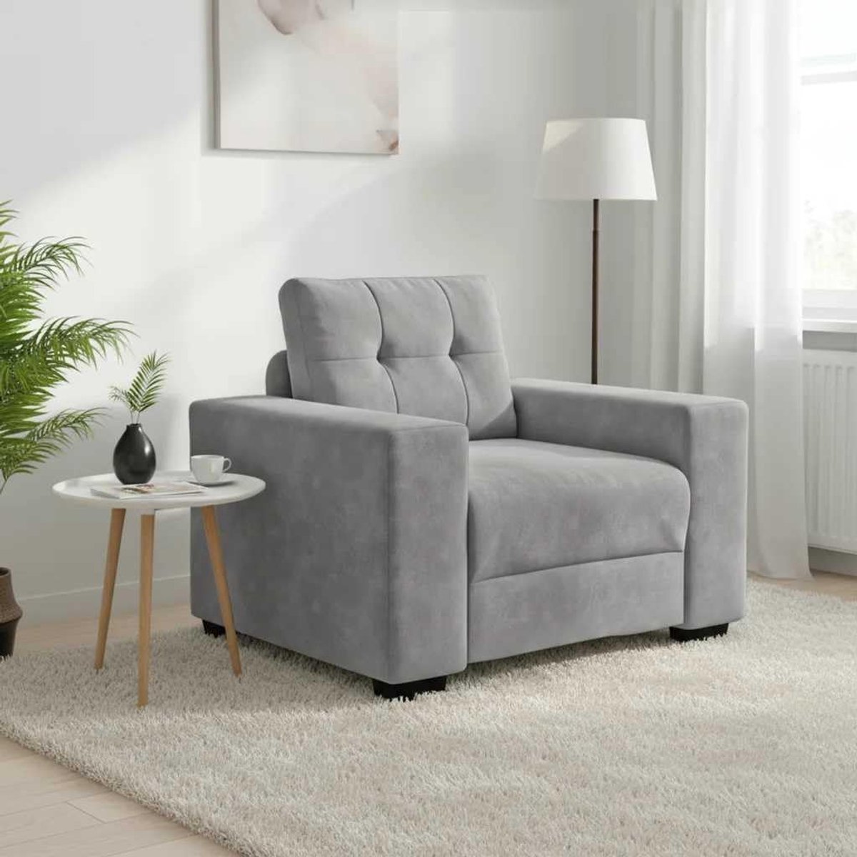 Lichtgrijs, 60 cm, fluweel, relaxbank met gevoerde schuimrubberen zitplaatsen voor woonkamer, slaapkamer, kantoor, modern design met fluwelen stof en armleuningen van multiplex