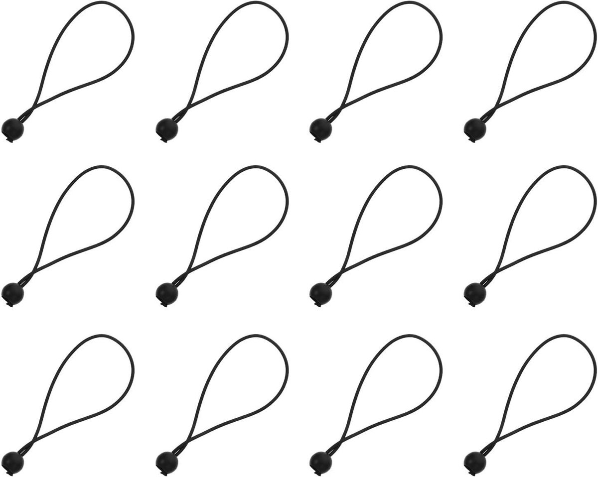 12 Stuks Delige Elastische Bungee Touwen met Metalen Ballen Duurzame Afdekzeil Spanbanden voor Tuinparaplu Zonnedoeken Verstelbaar Weerbestendig voor Buitengebruik