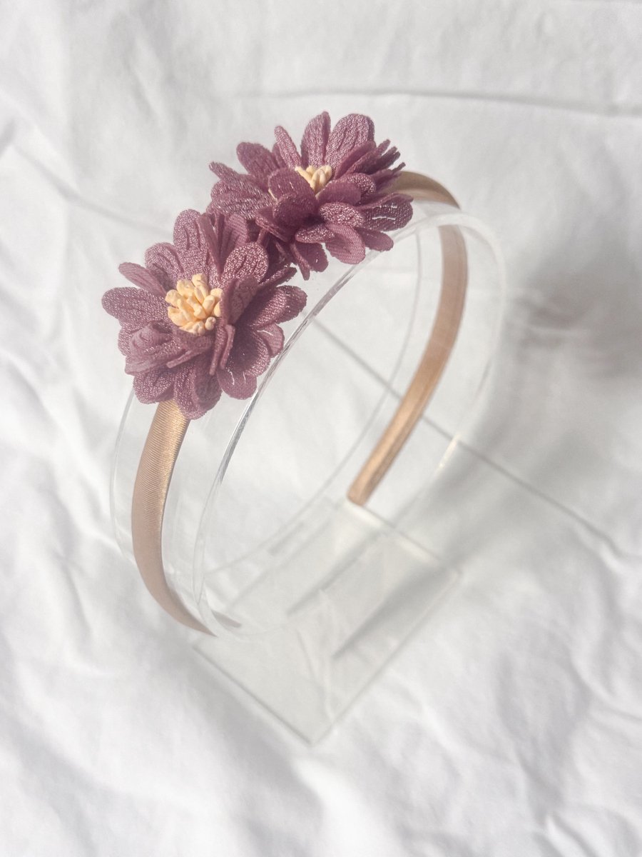 Diadeem Poppy - Mauve - Haarbandje met Bloemen - Haarbanden voor Meisjes - Haaraccessoires voor Kinderen