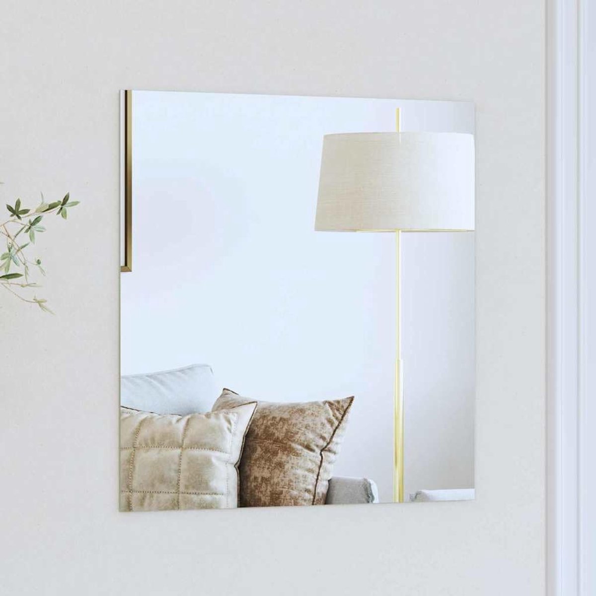 Wandspiegel, 50 x 50 cm, van gehard veiligheidsglas, vierkant, voor badkamer en woonkamer, met EVA-schuimvulling voor antislip stabiliteit, modern