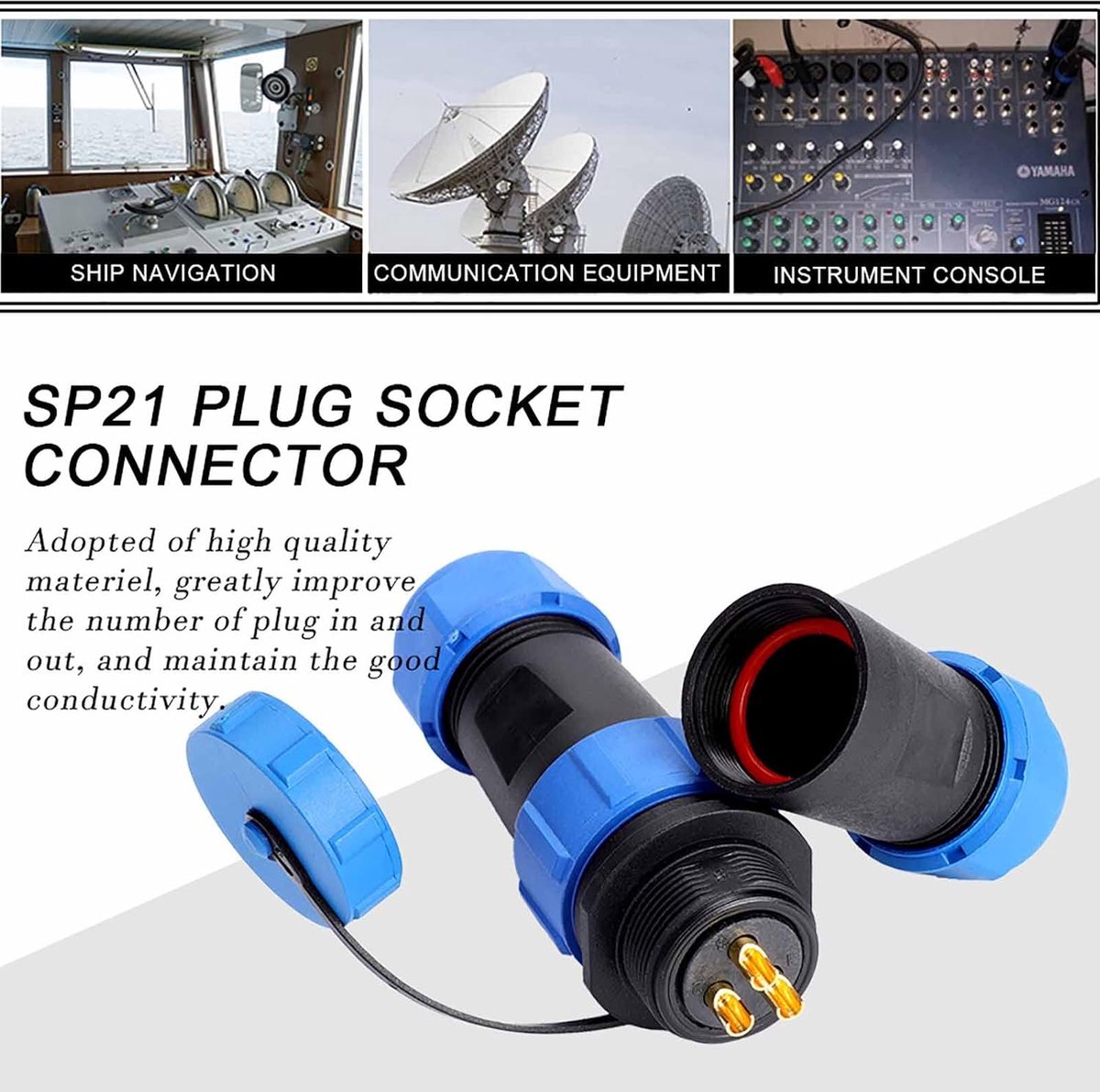 Duurzame SP21 IP68 2/3/4/5/7/9/12pin Luchtvaart Plug Socket Kabel in Lijn Connector, Uitstekende Waterbestendigheid, Buitenverlichting, 1pc (12-pins) (3pin)