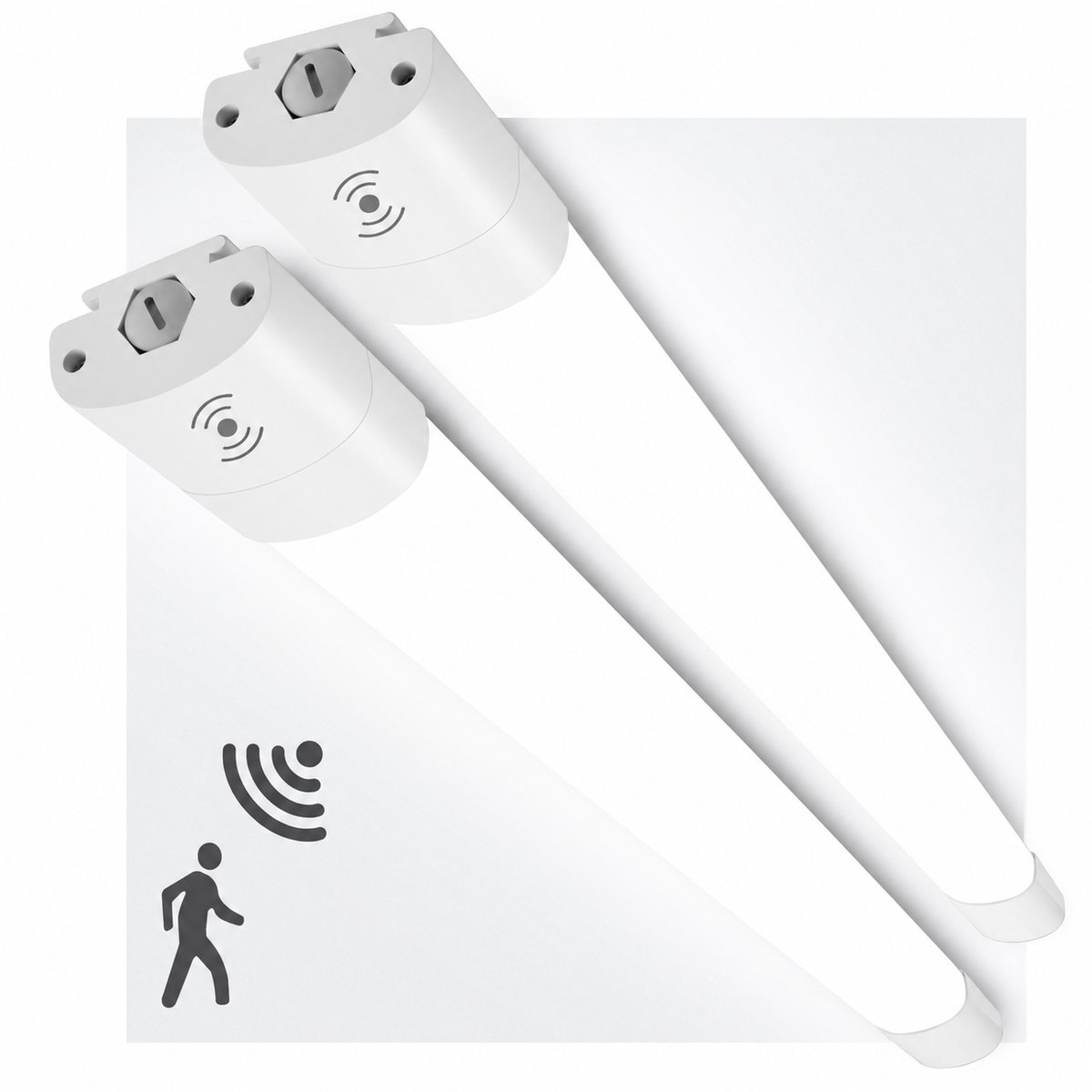 LOVHAUS 2 Stuks LED TL Armatuur 60 cm - Bewegings- en Lichtsensor - 20W 2200 lm - IP66 Koppelbaar