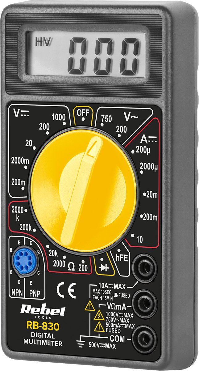 Rebel RB-830 Digitale Multimeter - 1000 V DC - 750 V AC - 10 A