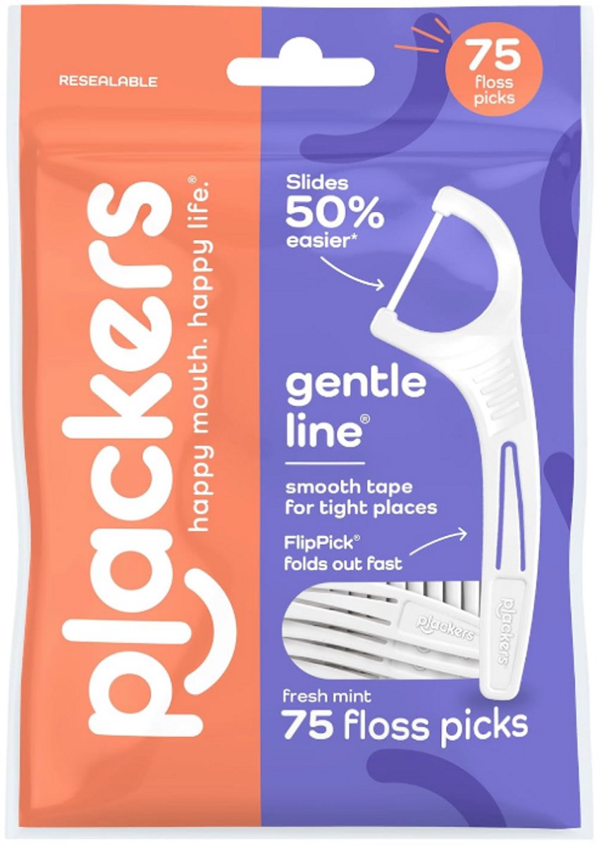 Plackers - Gentle line Dental Flossers – Fresh Mint – 75 Stuks – Effectieve Reiniging