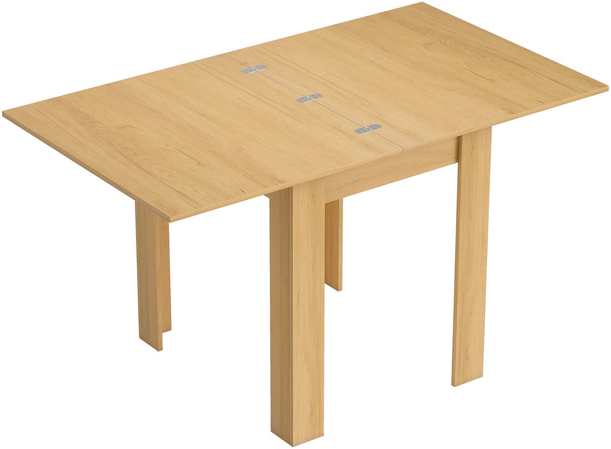 Homona Uitschuifbare eettafel - Voor 4-6 personen - Met inklapbaar ontwerp - 70/140 x 80 x 77,5 cm - Natuurlijk hout