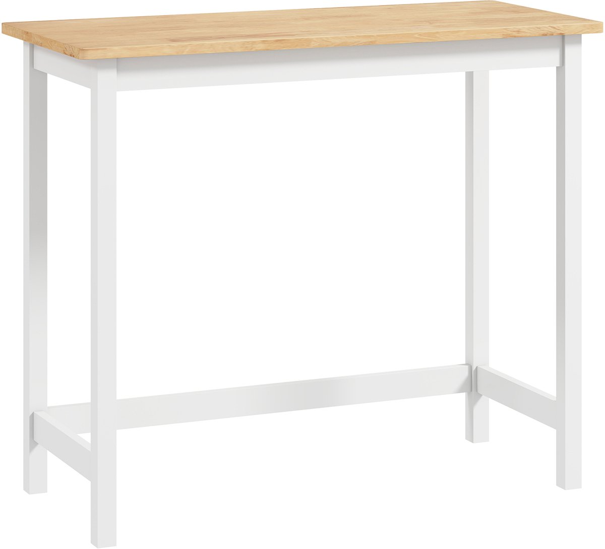Homona Bartisch - Van robuust rubberhout - Met eikenlook tafelblad - 108 x 48 x 91 cm - Eiken/Wit