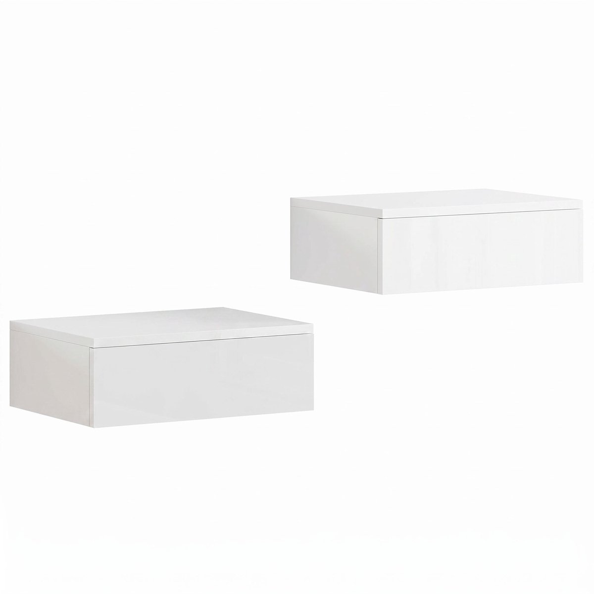 Homona Wand-nachtkastje set van 2 - Met lade - 40 x 30 x 14 cm - Wit