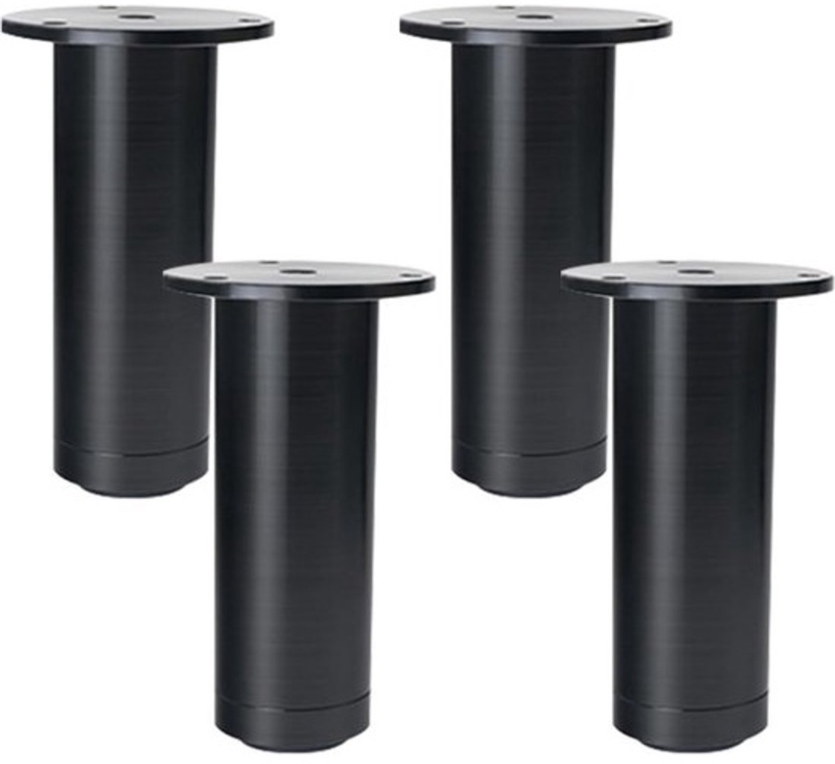Set van 4 verstelbare zwarte ronde aluminium meubelpoten Ø 20 cm - bank en tafel