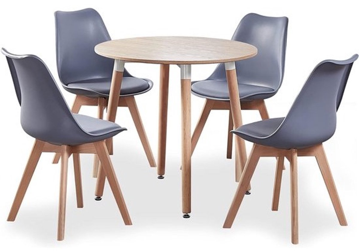 Ronde eetkamerset - Met 4 stoelen en tafel van 80 cm - Voor moderne interieurs