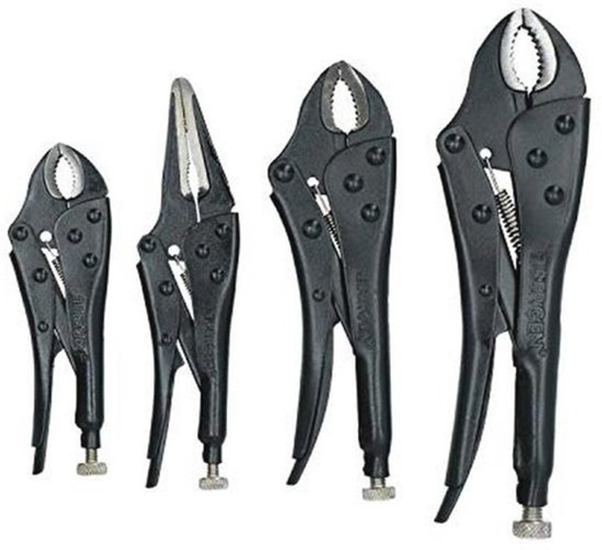 Set vergrendelingstangen - Locking Grip - 4 stuks vergrendelingstangen - Met gebogen en rechte kaken