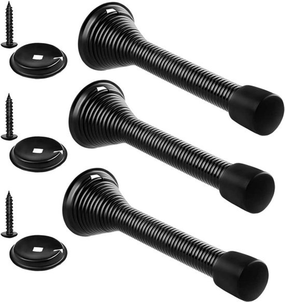 3-pack - RVS-deurstops - Veilige deurstops - Voor wandmontage