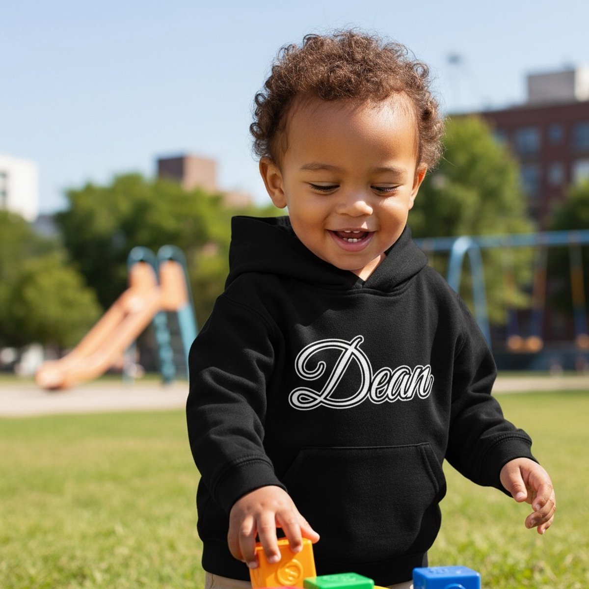 Zwarte hoodie - gepersonaliseerd met naam - 18-24 maanden - bedrukt met naam -