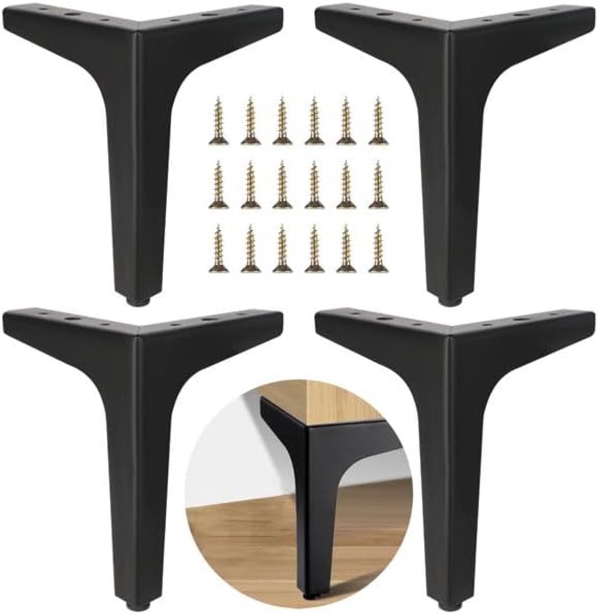 Metalen meubelpoten set van 4 - Driehoekige tafelpoten, 10 cm hoog, geschikt voor diverse meubels