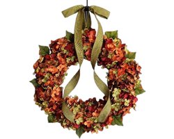 KZQ Kunststoffen Hortensiakrans 30 Cm - Geschikt Voor Voordeur, Herfst, Thanksgiving, Kerst, Bruiloft, Tuin En Raamdecoratie