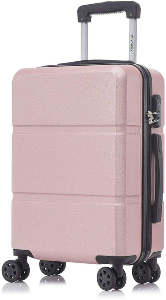 YONSLY Handbagage Koffer - 55cm - 40 L - Cijferslot- 360° Draaibare Wielen - Roségoud