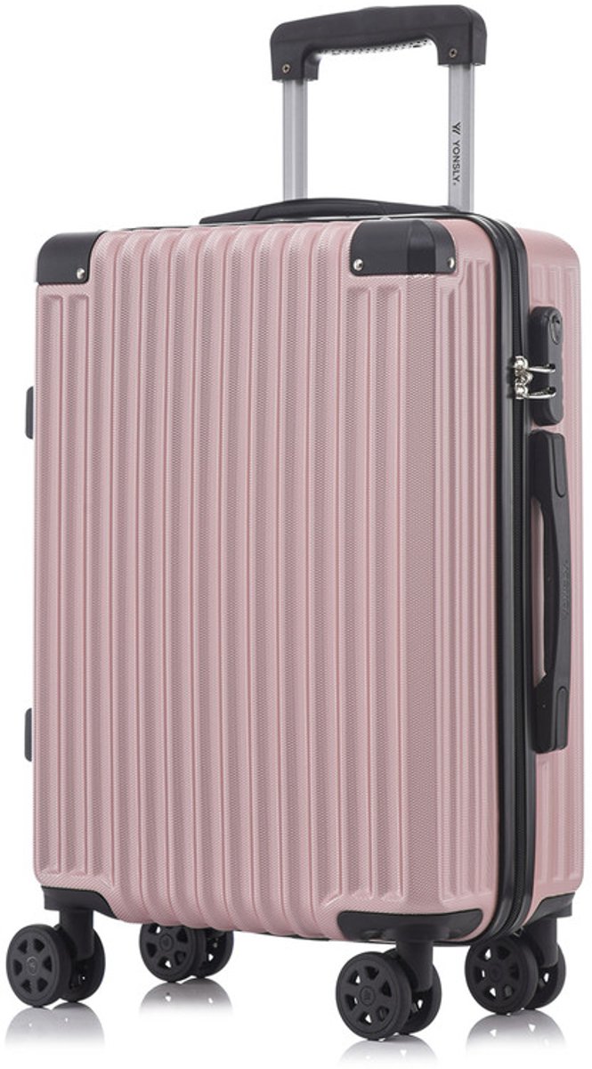 YONSLY Handbagage Koffer - 55cm - 40 L - Cijferslot- 360° Draaibare Wielen - Roségoud