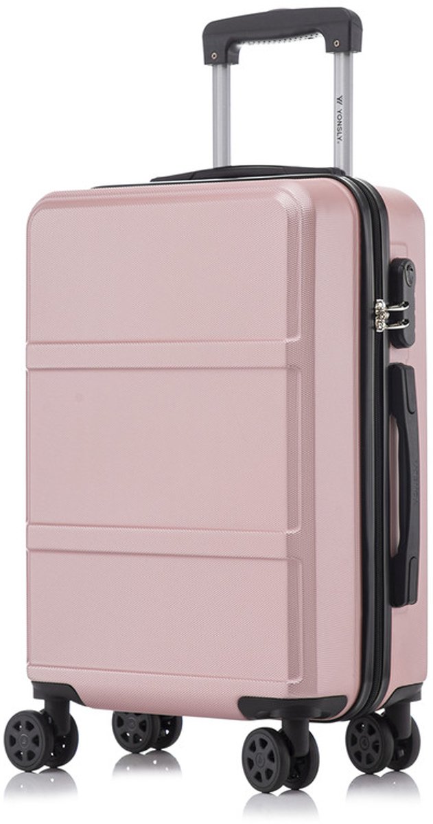 YONSLY Handbagage Koffer - 55cm - 40 L - Cijferslot- 360° Draaibare Wielen - Roségoud