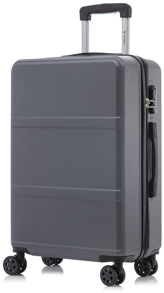 YONSLY Handbagage Koffer - 66cm - 66 L - Cijferslot- 360° Draaibare Wielen - Trolley- 66 x 43 x 26 cm - Grijs