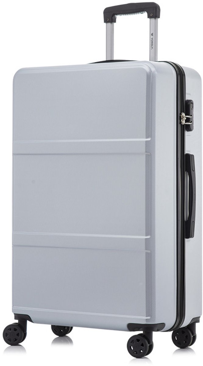 YONSLY Handbagage Koffer - 76 x 49 x 29 cm - 98 L - Cijferslot - 360° Draaibare Wielen - Grote Trolley - Zilver