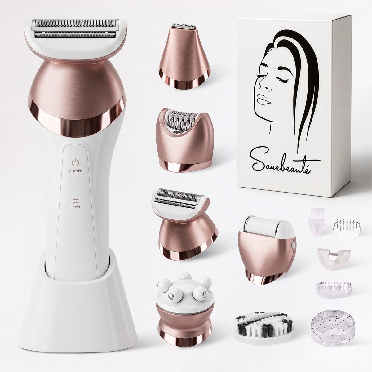 Bol.com Sansbeauté® 6-in-1 Ladyshave Gezicht - Oksels - Benen - Bikinilijn - Scheerapparaat Vrouw - Epilator - Epileerapparaat D... aanbieding