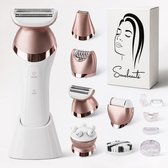 Sansbeauté® 6-in-1 Ladyshave Gezicht - Oksels - Benen - Bikinilijn - Scheerapparaat Vrouw - Epilator - Epileerapparaat Dames - Trimmer Vrouw Intiem - Bikinitrimmer - USB Oplaadbaar