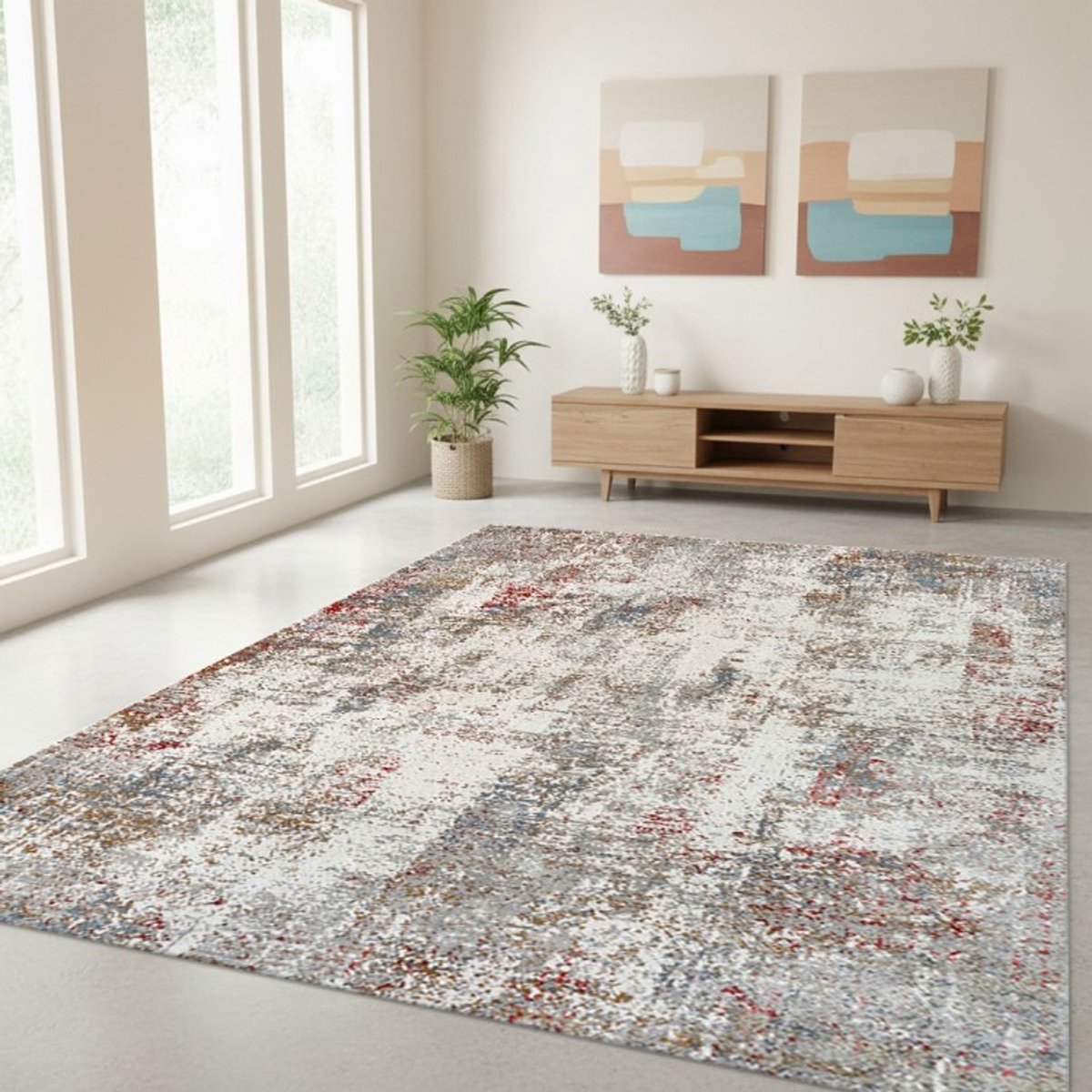 TapisTrend Designer tapijt Multicolor 160x230 cm Modern abstract vloerkleed met een gestructureerd, verweerd effect voor de woonkamer, slaapkamer en eetkamer