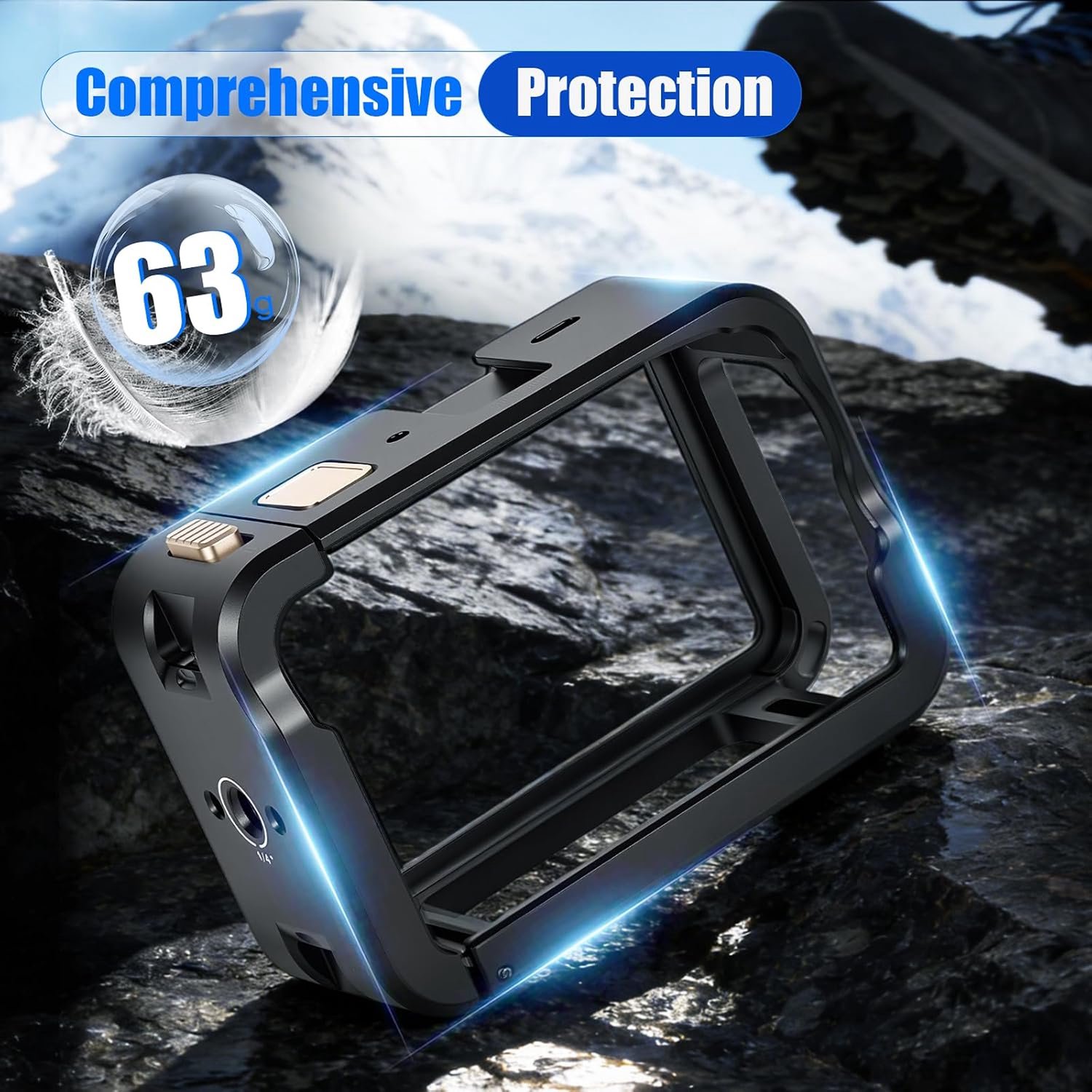 Aluminium frame, beschermframe compatibel met DJI Osmo Action 6, magnetische camerakooi met snelsluiting, flitsschoen en 1/4 inch schroefdraad voor st