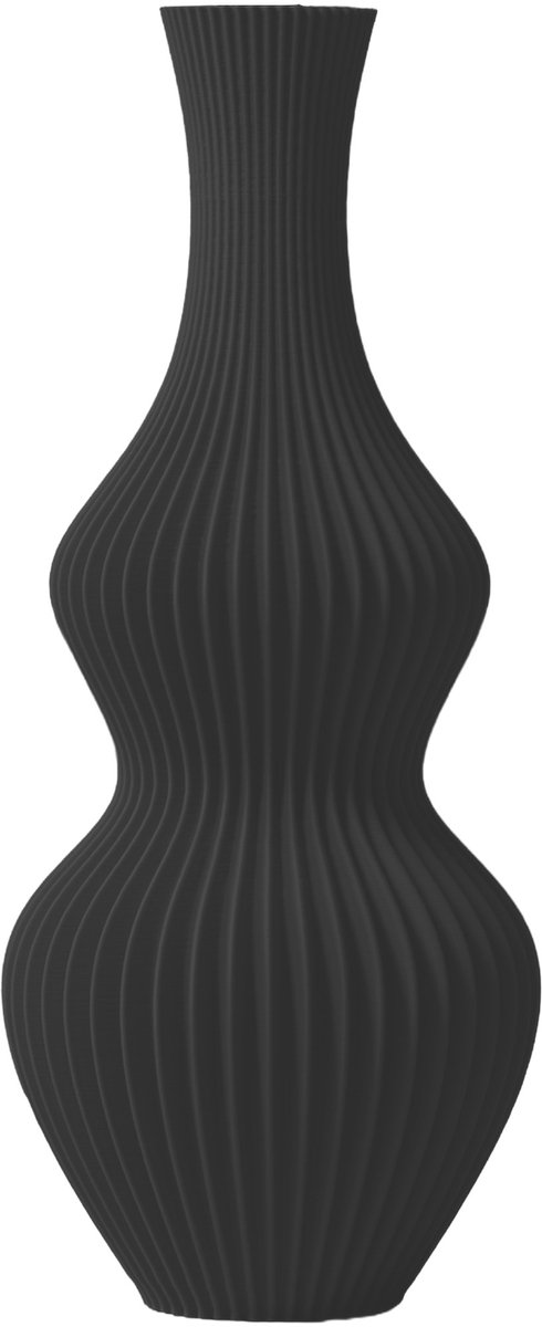 Layvo Oriel Vaas - Zwart - 20 cm - droogbloemen vaas - organische vaas - gerecycled plastic