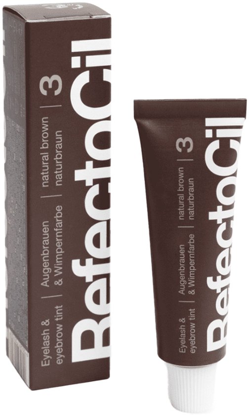 RefectoCil wenkbrauw- en wimperverf tube en doosje, Nr. 3 natuurlijke bruin.