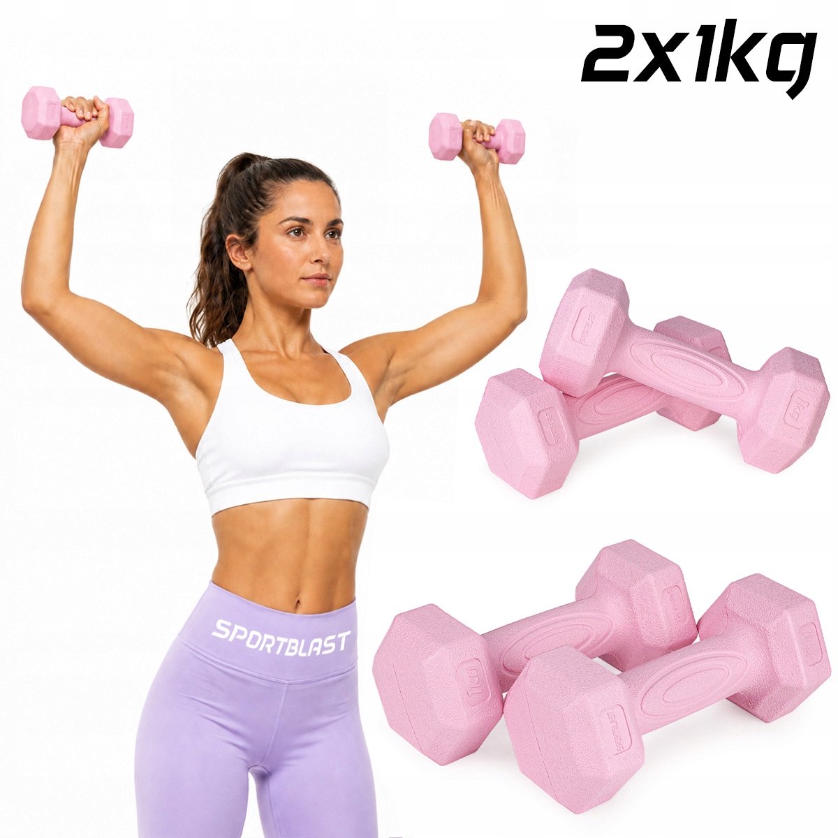 Merkloze Bitumen Hantels 2x1kg - Set van 2kg voor Krachttraining