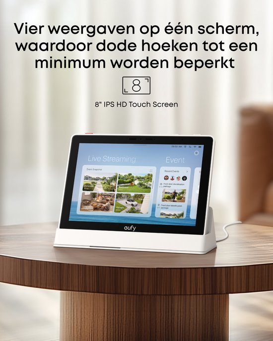 eufy E10 Smart Display-Slimme Home Hub - 8" Bedieningspaneel - Compatibel met eufy Beveiligingsapparaten - Vier Weergaven op één Scherm - Directe Deurmeldingen - Dagelijkse Evenementenrapporten — afbeelding 2