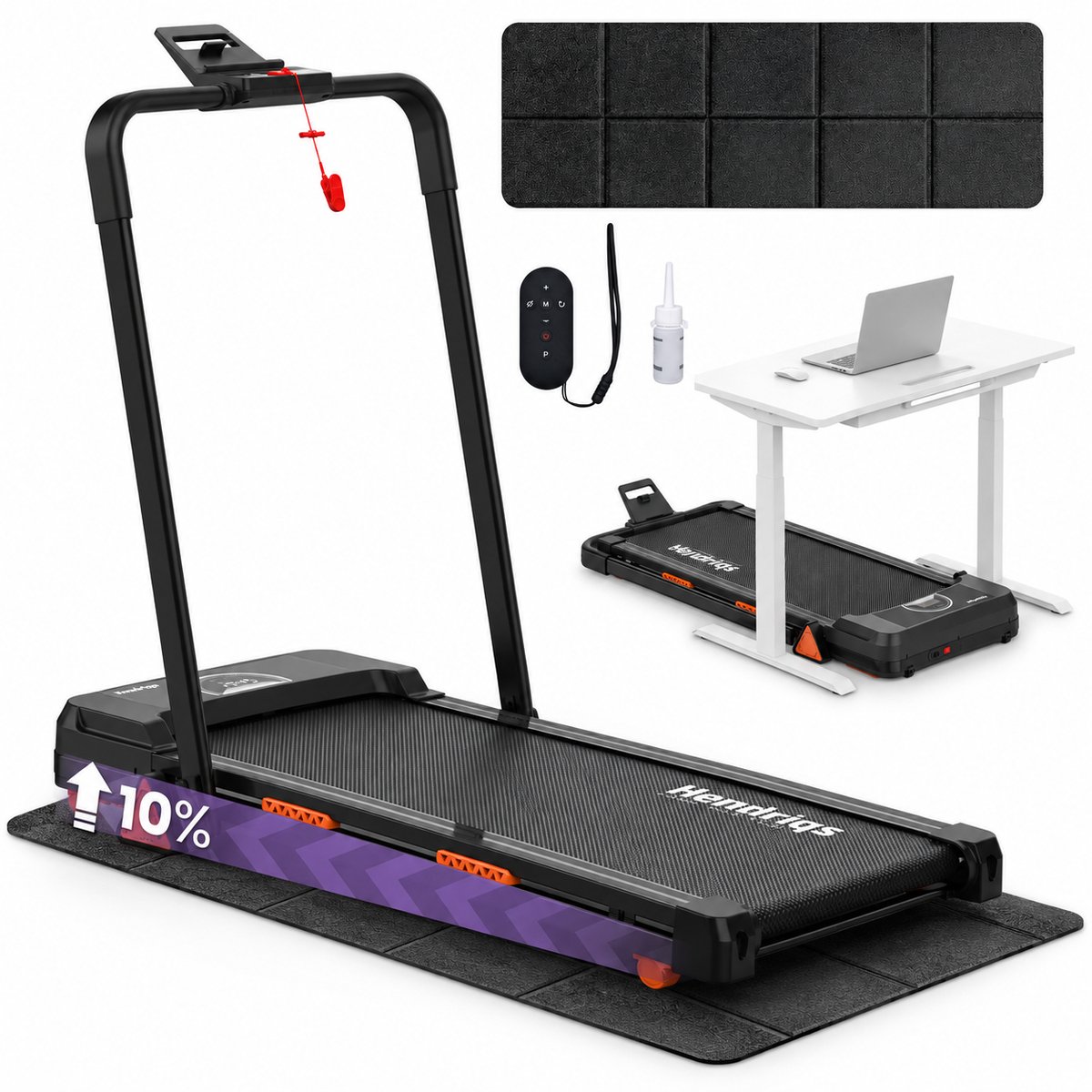 Stryde X1 Loopband Inklapbaar met Helling 10% – 12 snelheden – Walking Pad 1-8 km/u – Wandelband voor Thuis – Loopband met hellingfunctie – Treadmill – Incl. FloorGuard™ Schokmat