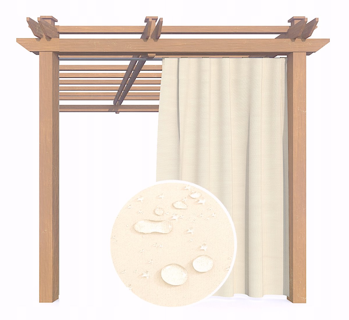 Waterdicht Terrasgordijn voor Buiten - 155x220cm - Beige