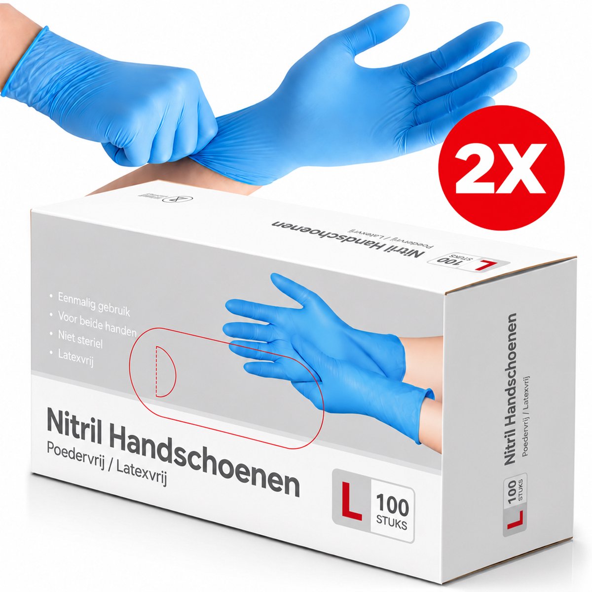 ComfiCare® Nitril handschoenen 200 stuks - Maat L - Handschoenen wegwerp - Vingercondoom - Latex-vrij handschoenen - Handschoenen - Nitril handschoenen maat l - Poedervrij - Blauw