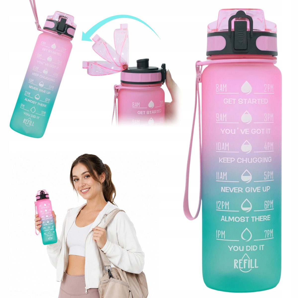 Sportfles 950ml Mintgroen met Sluiting - BPA-vrij & Lekvrij